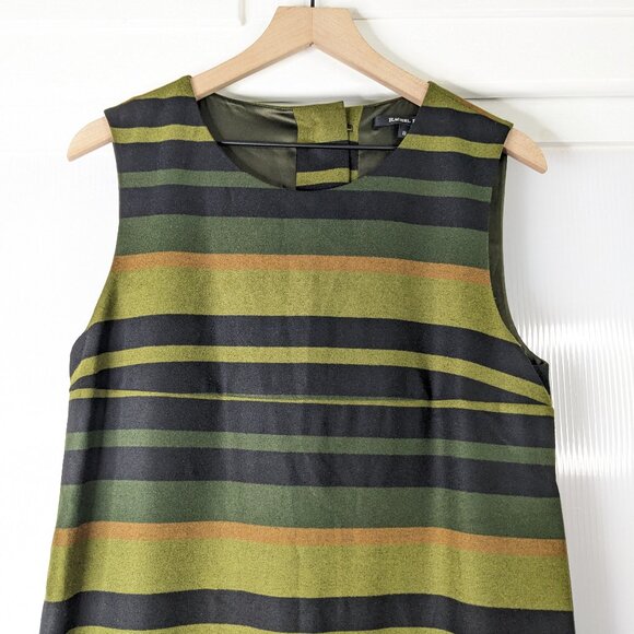 Rachel Roy Green Striped Dress Size 8 Sleeveless Lined Career Workwear Business - Picture 2 of 13